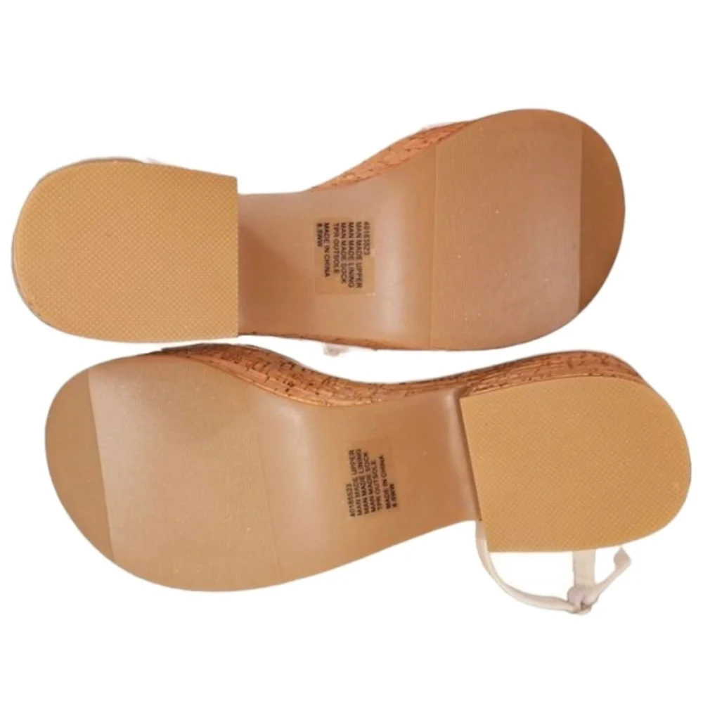 Torrid Size 8.5 Bone White Wide Width Cork Platform Strappy Block Heel Sandals